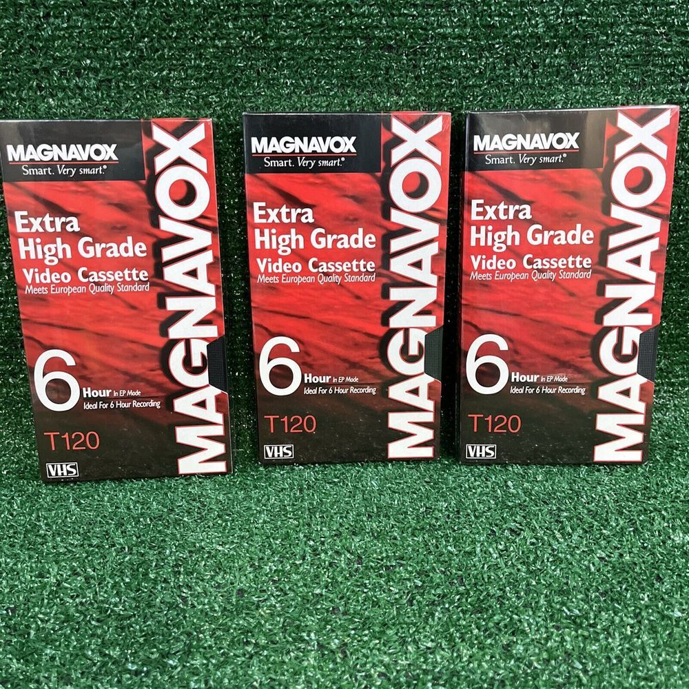 Lot of‎ 3 Magnavox T120 Extra High Grade VHS Tapes New Sealed